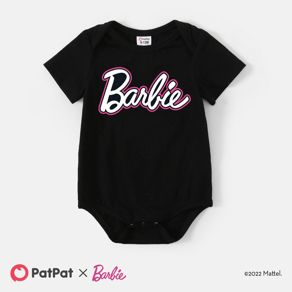 Barbie Mommy and Me 95% Cotton Fringe Trim Sleeveless T-shirt Dresses Black big image 8