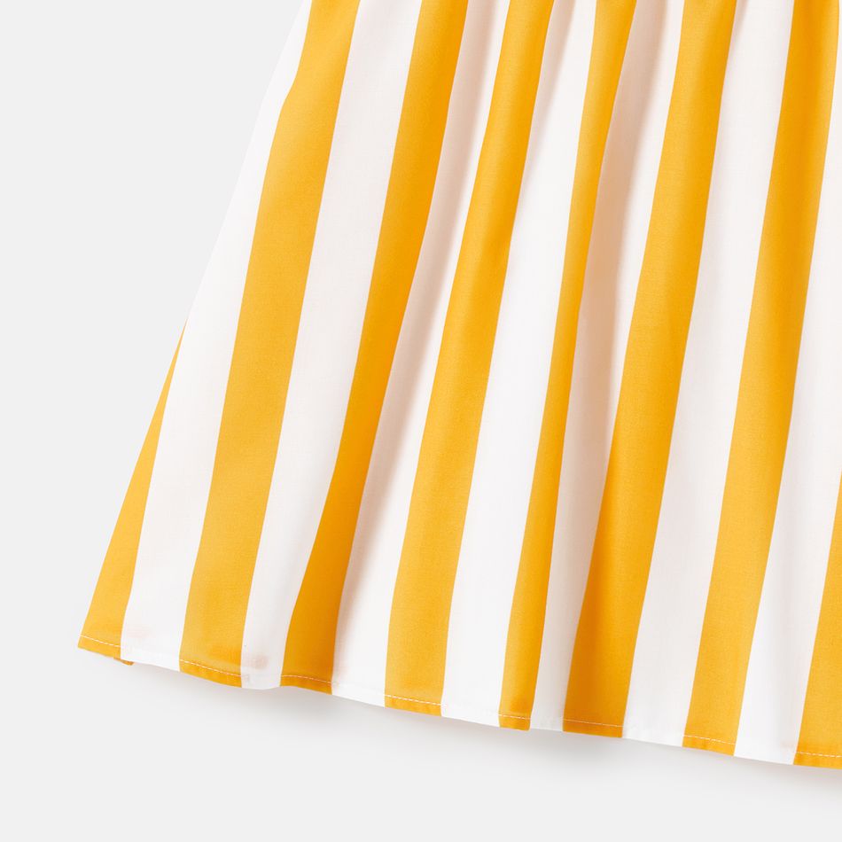 Mommy and Me Yellow Striped Ruffle Trim Short-sleeve A-line Dresses yellowwhite big image 6