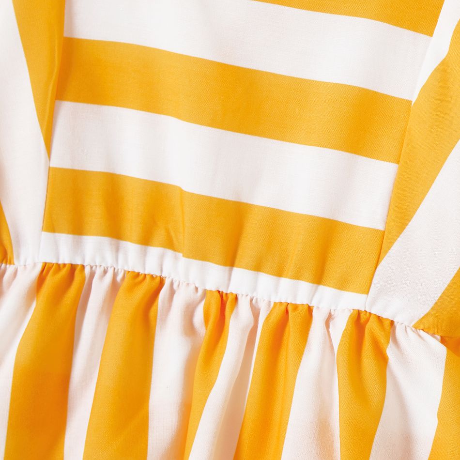 Mommy and Me Yellow Striped Ruffle Trim Short-sleeve A-line Dresses yellowwhite big image 5