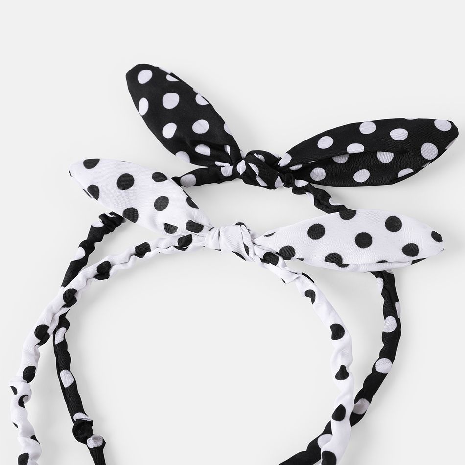 2Pcs Polka Dots Bow Headband for Girls Black/White big image 3