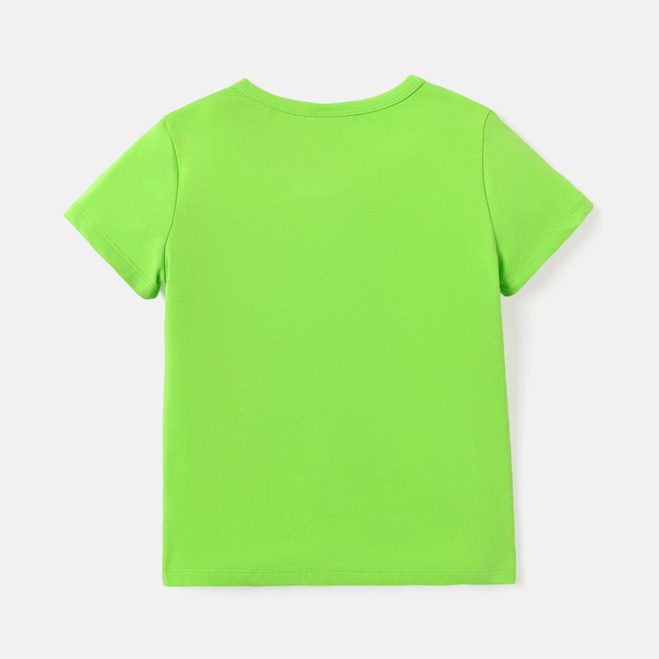 Kid Boy/Girl Smile Face Graphic Short-sleeve Cotton Tee Green big image 2