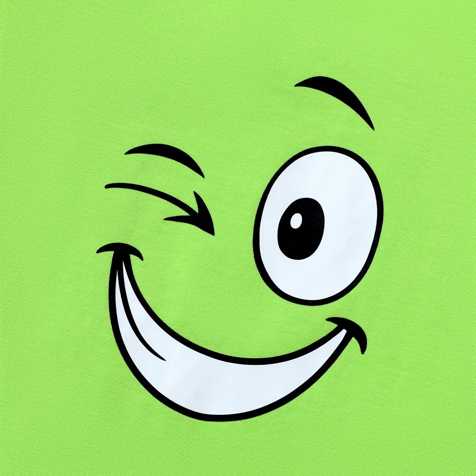 Kid Girl/Boy Smile Face Graphic Short-sleeve Cotton Tee Green big image 4