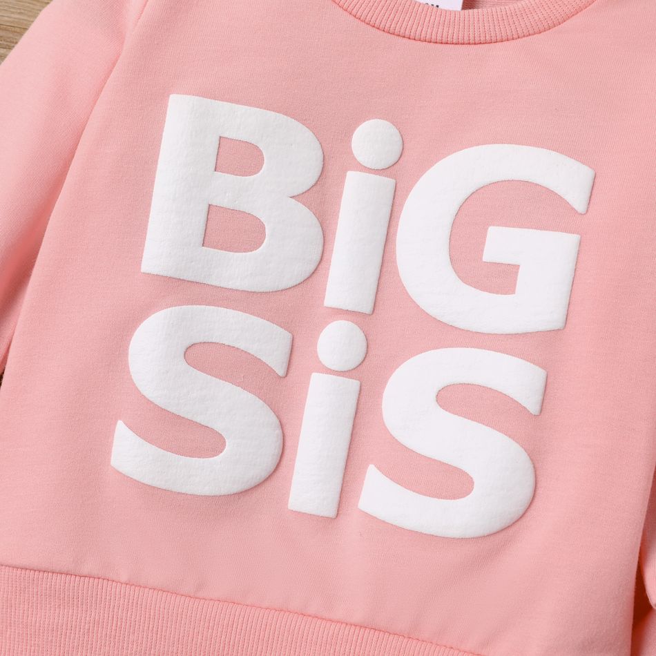 2pcs Baby Boy/Girl Long-sleeve Letter Print Sweatshirt & Sweatpants Set Pink big image 3