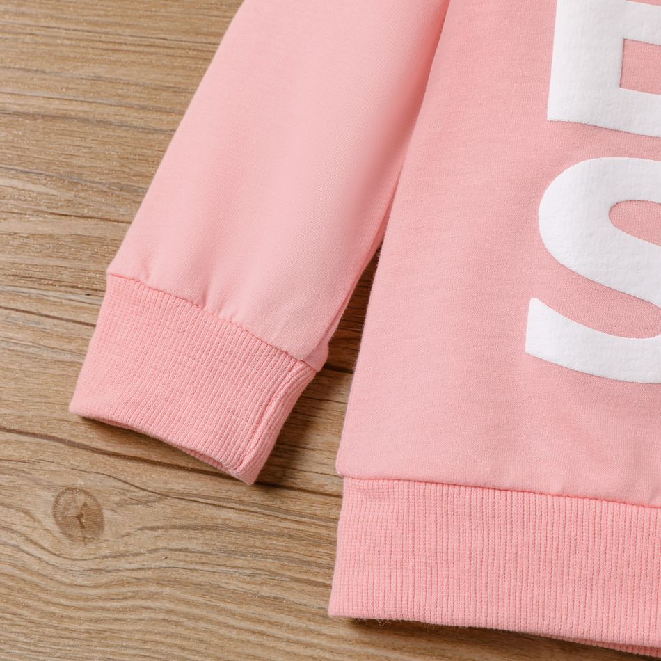 2pcs Baby Boy/Girl Long-sleeve Letter Print Sweatshirt & Sweatpants Set Pink big image 4