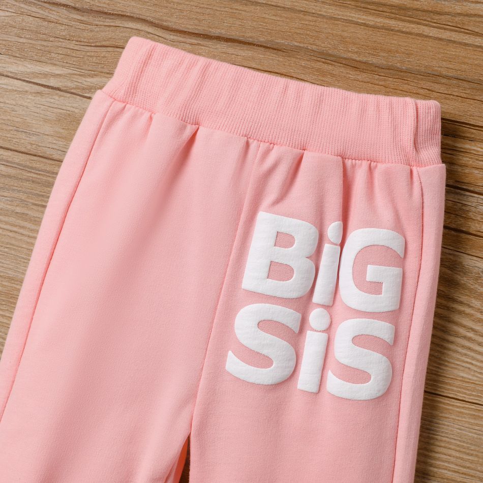 2pcs Baby Boy/Girl Long-sleeve Letter Print Sweatshirt & Sweatpants Set Pink