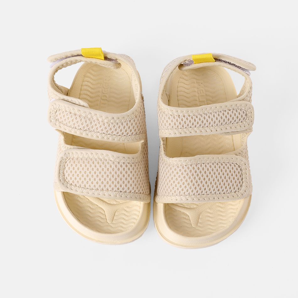 Toddler / Kid Soft Sole Open Toe Dual Velcro Sandals Beige big image 1