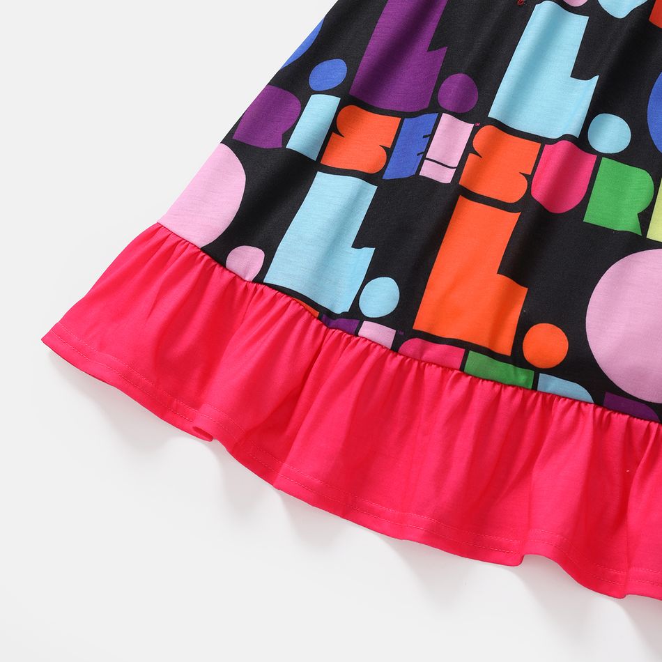L.O.L. SURPRISE! Kid Girl Character Print Bowknot Design Colorblock Slip Dress Multi-color big image 4