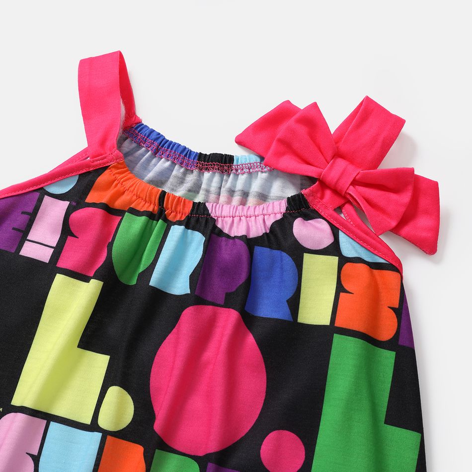 L.O.L. SURPRISE! Kid Girl Character Print Bowknot Design Colorblock Slip Dress Multi-color big image 3