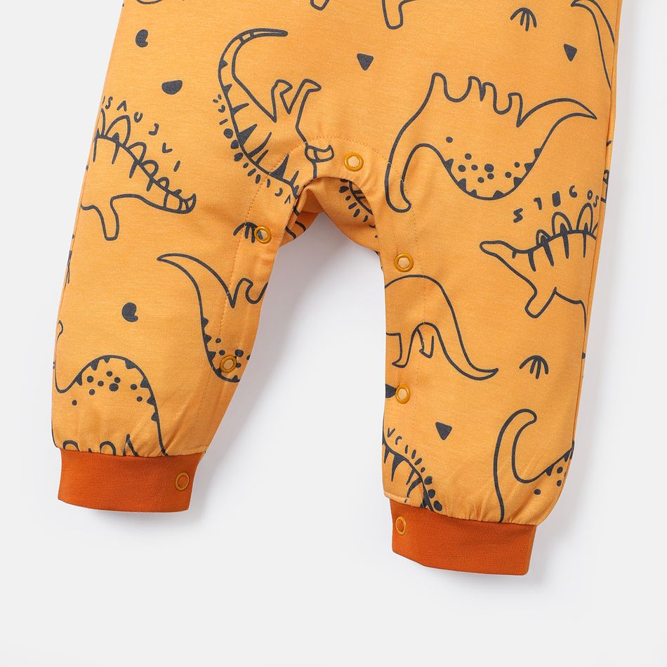 Naia™ Baby Boy Allover Dinosaur Print Short-sleeve Jumpsuit with Pocket Orangebrown big image 4