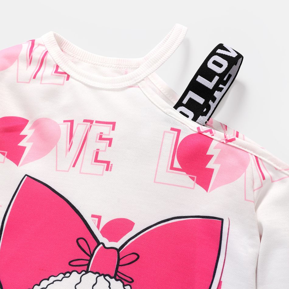 L.O.L. SURPRISE! Kid Girl Valentine's Day Heart Print One Shoulder Long-sleeve Dress Pink big image 4