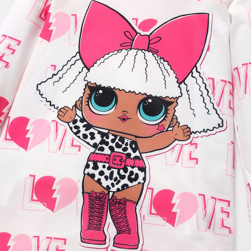 L.O.L. SURPRISE! Kid Girl Valentine's Day Heart Print One Shoulder Long-sleeve Dress Pink big image 3