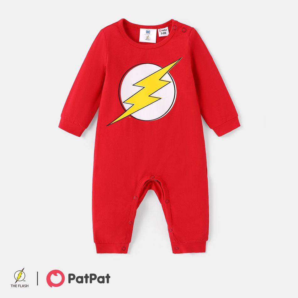 Justice League Baby Boy/Girl Cotton Long-sleeve Graphic Jumpsuit Red-2 big image 1