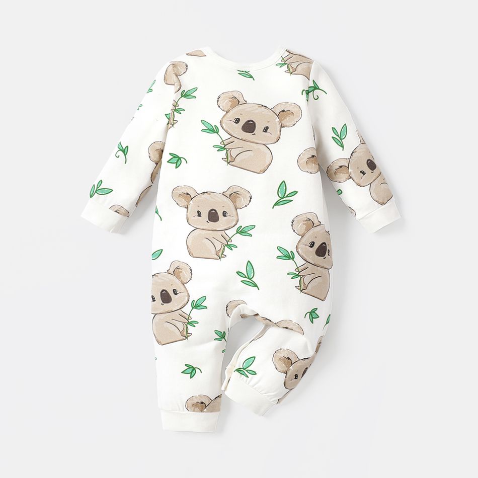 Baby Boy/Girl Cotton Long-sleeve Allover Koala Print Jumpsuit White big image 4