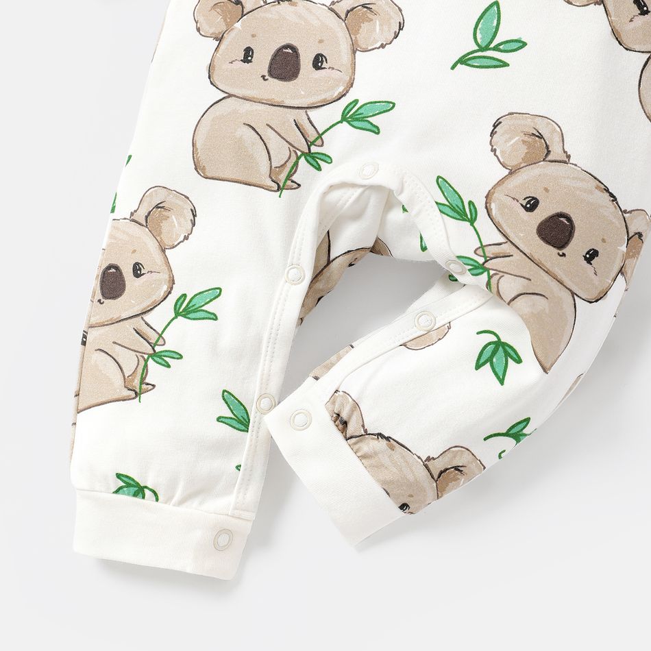 Baby Boy/Girl Cotton Long-sleeve Allover Koala Print Jumpsuit White