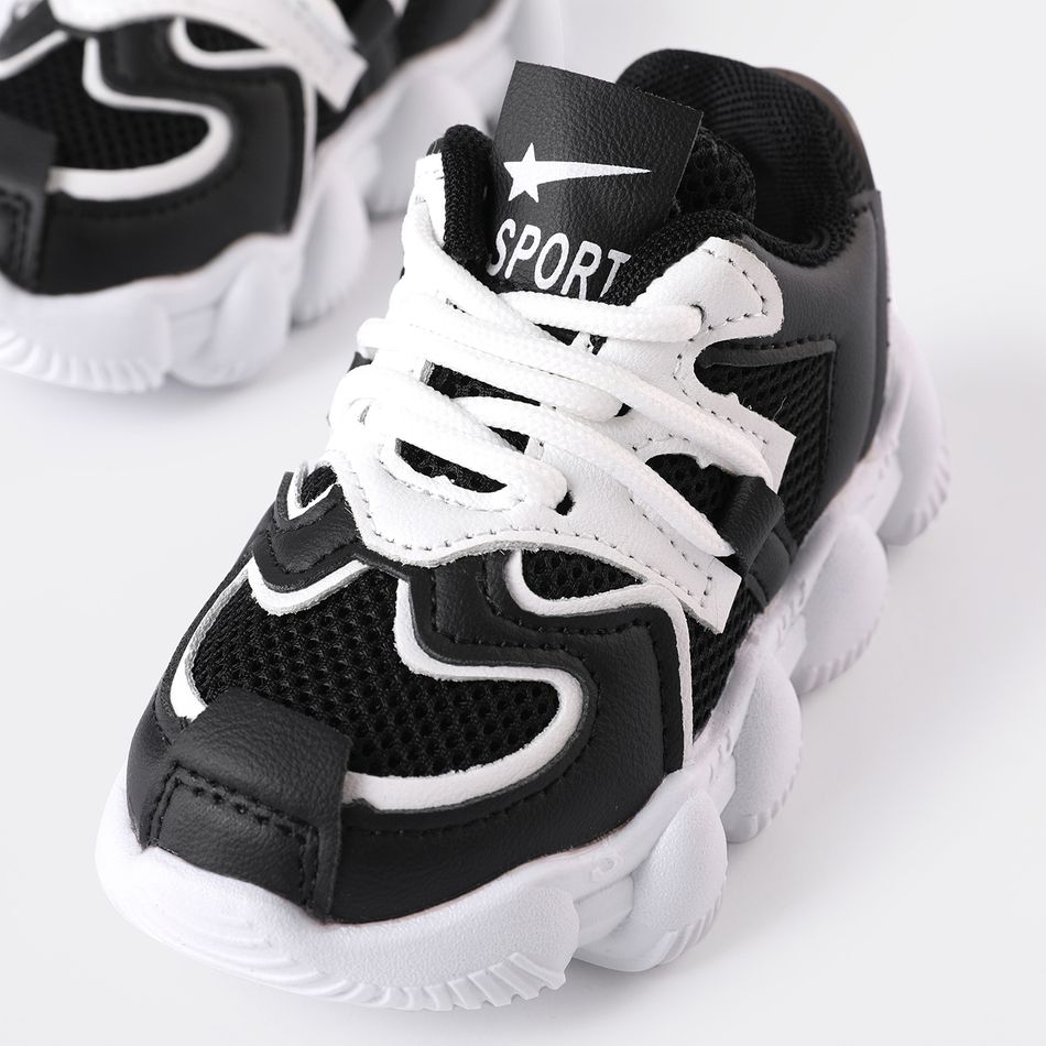 Toddler Breathable Mesh Panel Chunky Sneakers Black big image 6