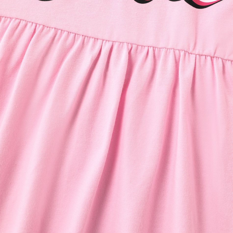 Barbie Toddler Girl Back Bowknot Design Cotton Short-sleeve Dress Light Pink big image 5