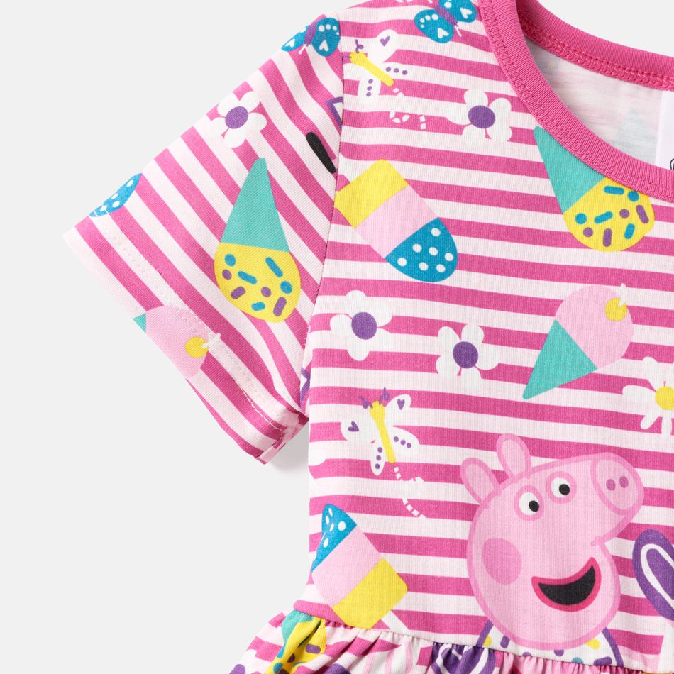Peppa Pig Toddler Girl Mother's Day Stripe/Heart Print Short-sleeve Dress Multi-color big image 3