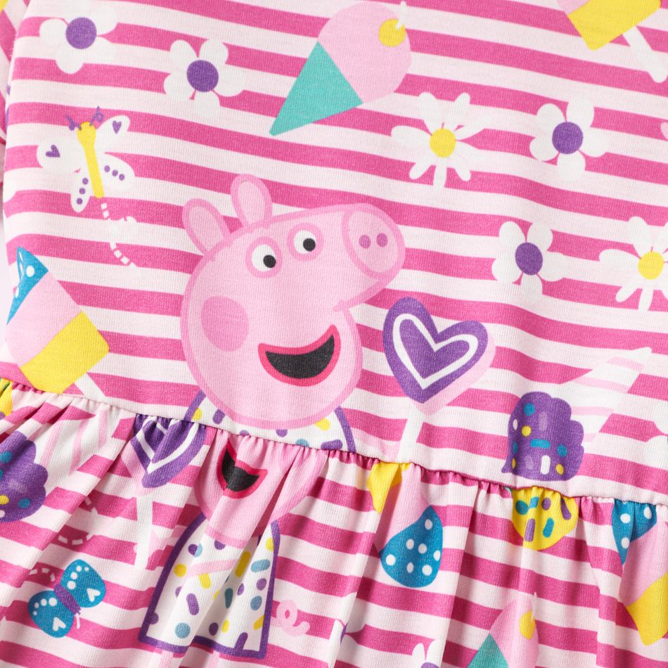 Peppa Pig Toddler Girl Mother's Day Stripe/Heart Print Short-sleeve Dress Multi-color big image 6