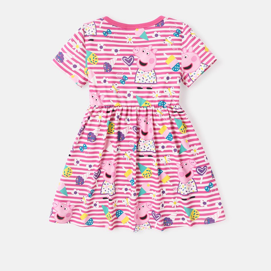 Peppa Pig Toddler Girl Mother's Day Stripe/Heart Print Short-sleeve Dress Multi-color big image 5