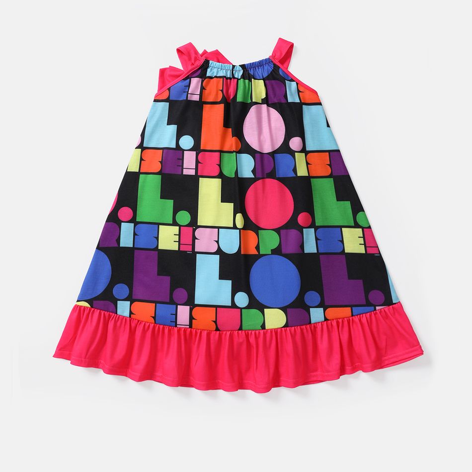 L.O.L. SURPRISE! Kid Girl Character Print Bowknot Design Colorblock Slip Dress Multi-color big image 2
