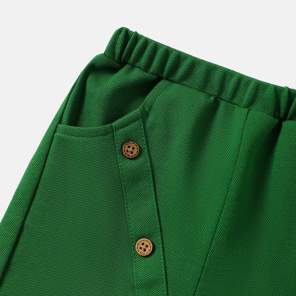 2pcs Toddler Girl/Boy Pineapple Print Short-sleeve Cotton Tee and Button Design Shorts Set Green big image 3