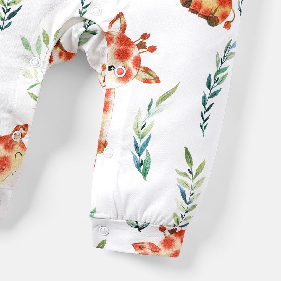 Naia™ Baby Boy/Girl Allover Deer Print Long-sleeve Jumpsuit Color block big image 4