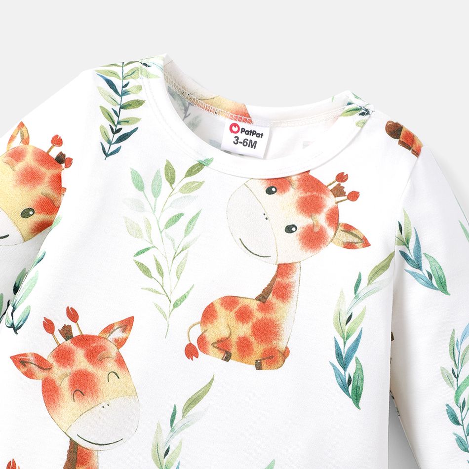Naia™ Baby Boy/Girl Allover Deer Print Long-sleeve Jumpsuit Color block big image 3