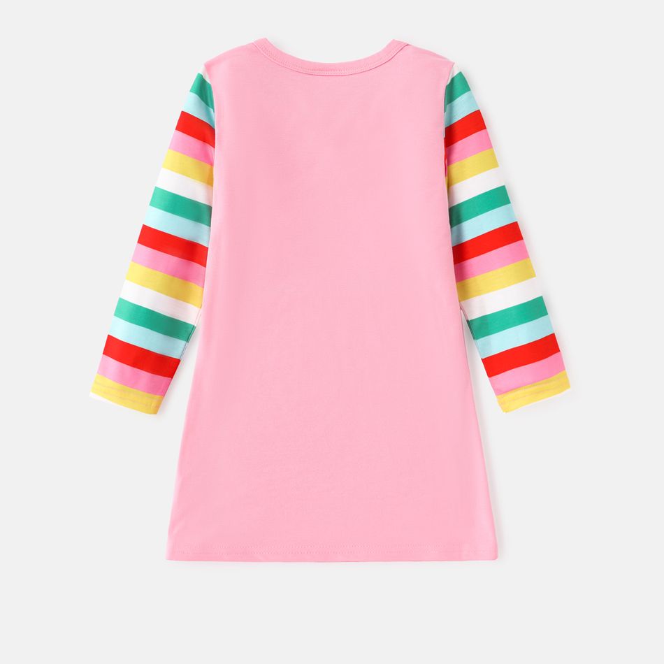 Peppa Pig Toddler Girl Striped Long-sleeve Cotton Dress Pink big image 3