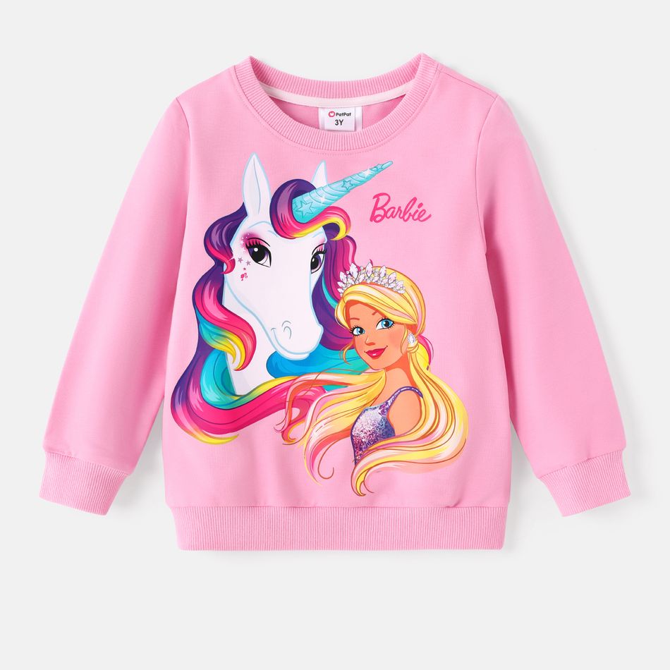 Barbie Toddler Girl Unicorn Print Cotton Pullover Sweatshirt Pink