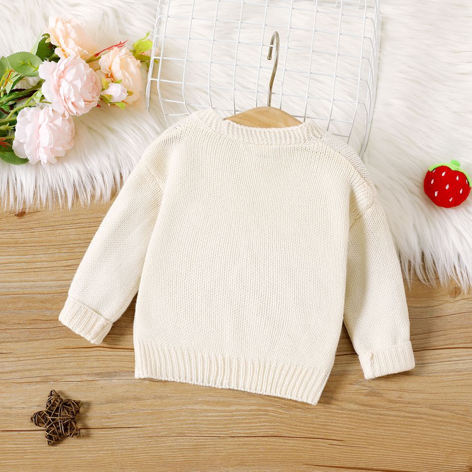 Baby Boy 3D Fruit Decor Button Front Long-sleeve Knitted Cardigan White big image 2