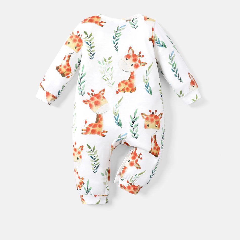 Naia™ Baby Boy/Girl Allover Deer Print Long-sleeve Jumpsuit Color block big image 2