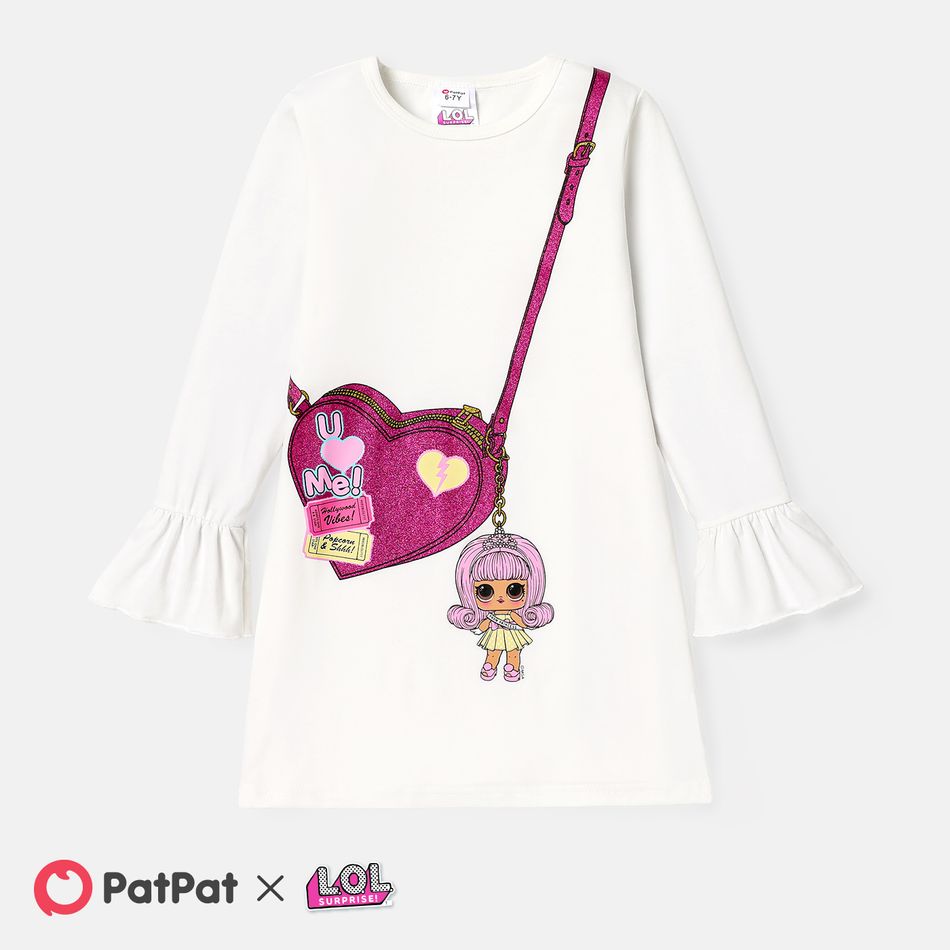 L.O.L. SURPRISE! Kid Girl Valentine's Day Bag Print Long-sleeve Cotton Dress White big image 1