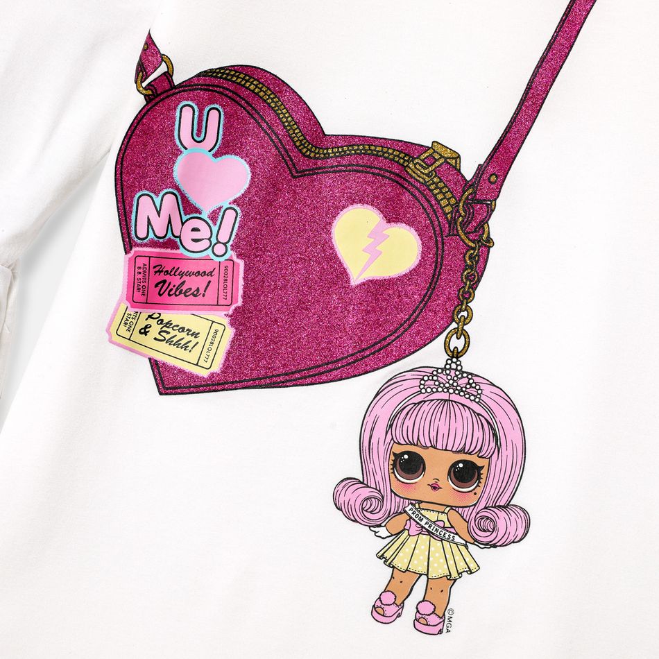 L.O.L. SURPRISE! Kid Girl Valentine's Day Bag Print Long-sleeve Cotton Dress White big image 3