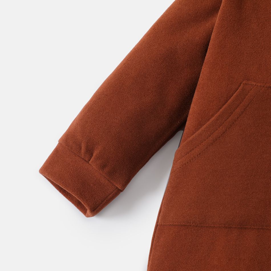 Baby Boy/Girl Solid Hooded Long-sleeve Zipper Jumpsuit Brown big image 5