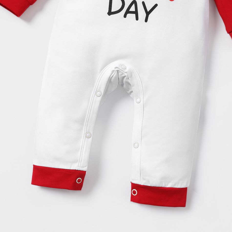 Valentine's Day Baby Boy/Girl Cotton Raglan Sleeve Letter Print Jumpsuit REDWHITE big image 4