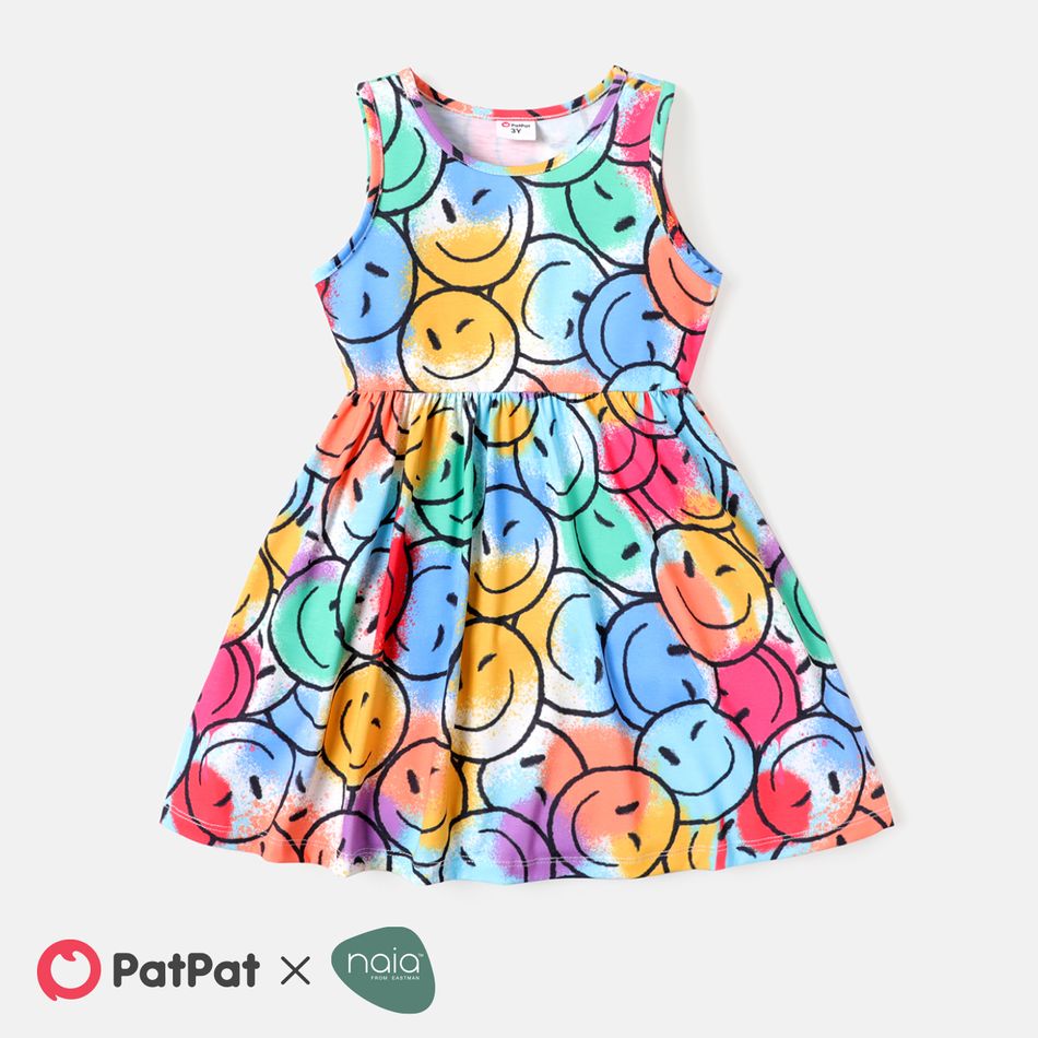 Naia Toddler Girl Tie Dyed Face Graphic Print Sleeveless Dress Colorful