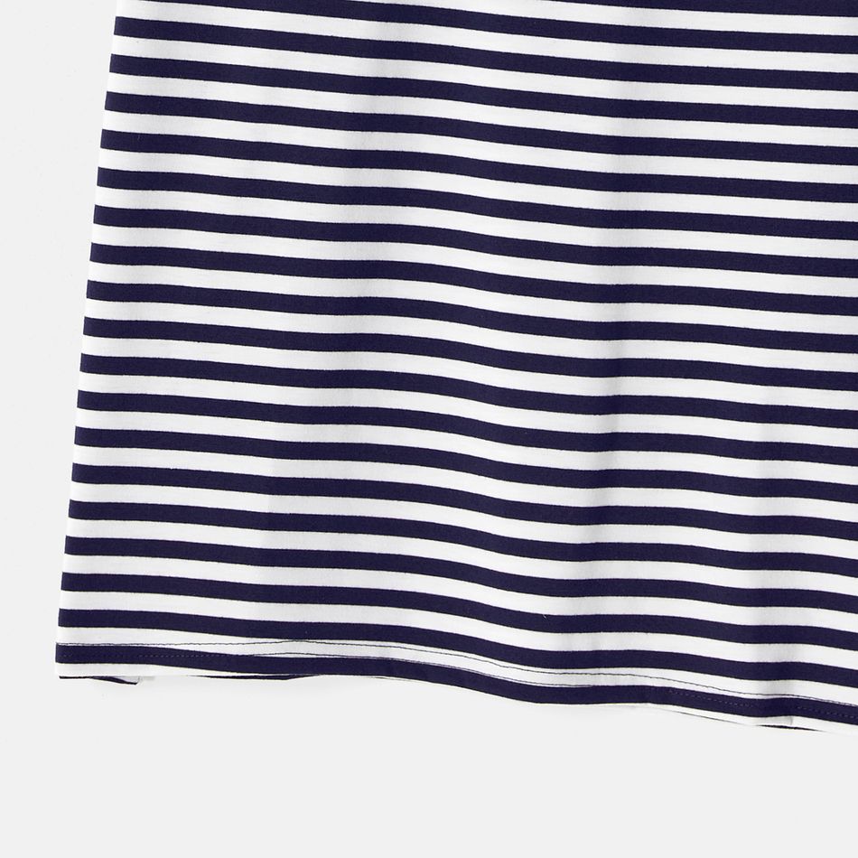 Family Matching Short-sleeve Striped Dresses and Spliced T-shirts Sets BLUEWHITE big image 6