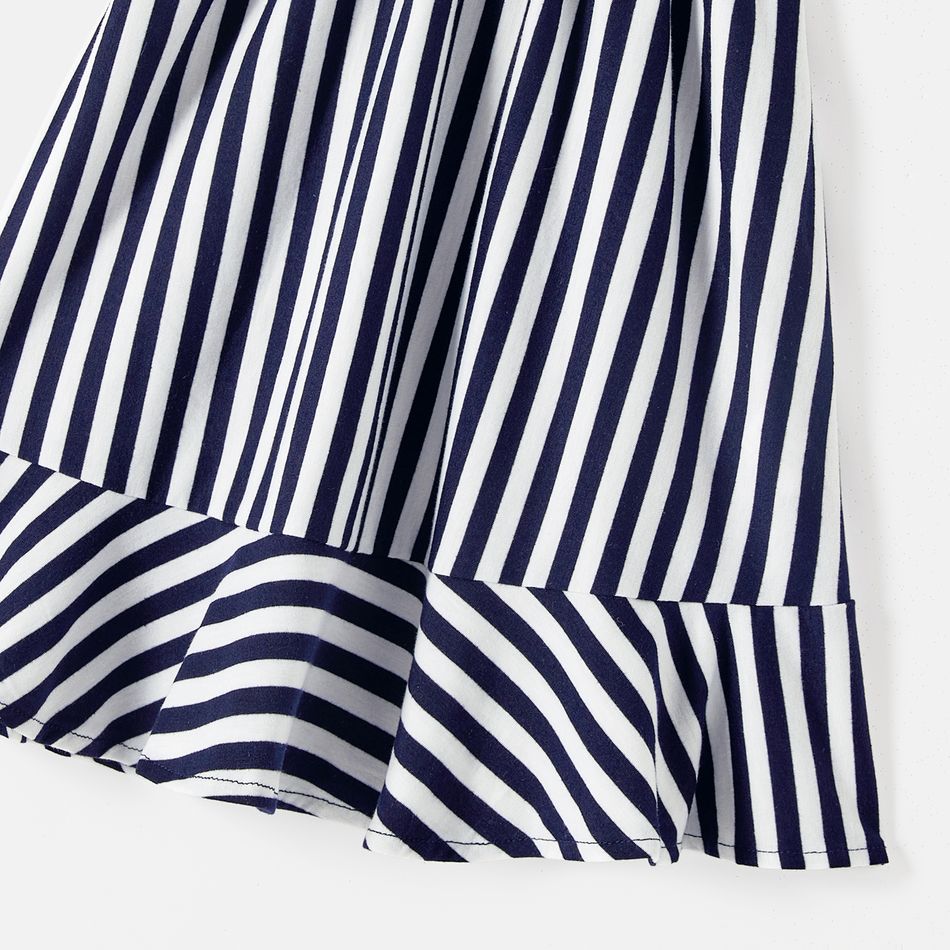 Family Matching Short-sleeve Striped Dresses and Spliced T-shirts Sets BLUEWHITE big image 9