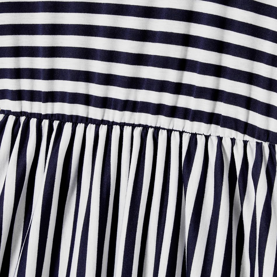 Family Matching Short-sleeve Striped Dresses and Spliced T-shirts Sets BLUEWHITE big image 4