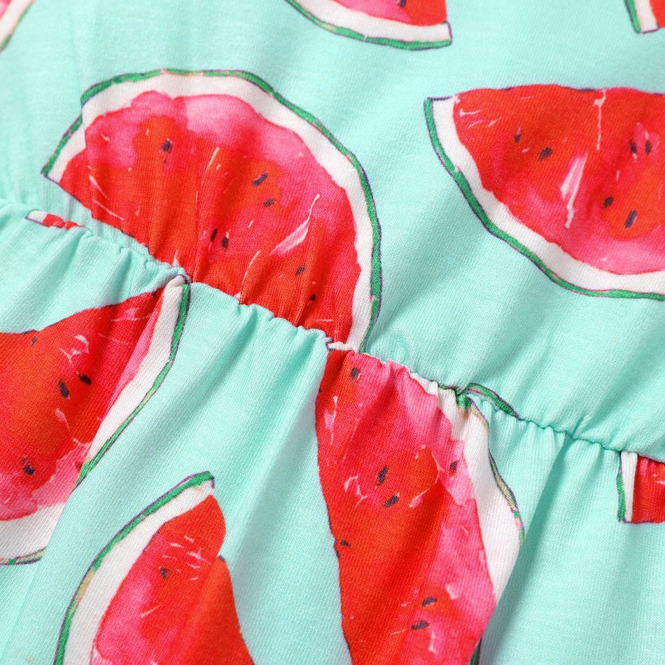 Baby Girl Pom Poms Detail Allover Watermelon Print Naia Tank Romper Red