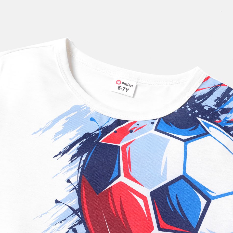 2pcs Kid Boy Naia Soccer Print Short-sleeve Tee and Elasticized Shorts Set Tibetanbluewhite big image 3