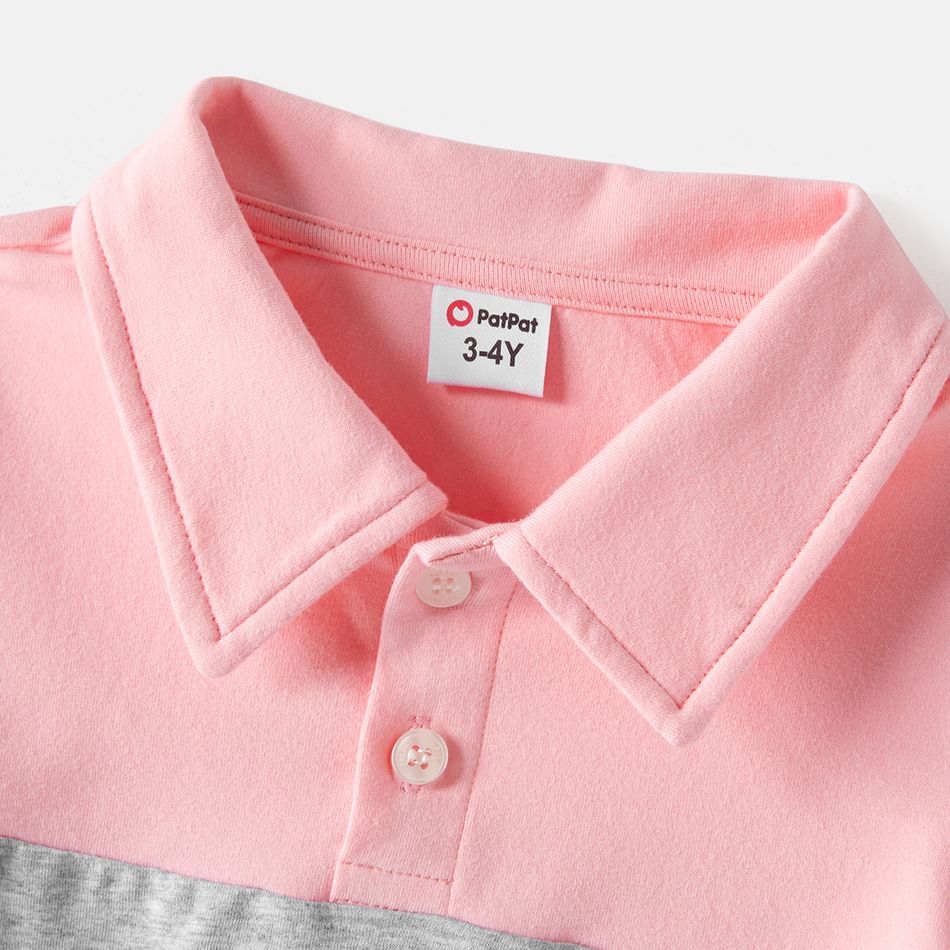 Family Matching 95% Cotton Short-sleeve Colorblock Polo Shirts and Floral Print Naia™ Spliced Tank Dresses Sets Pink big image 18