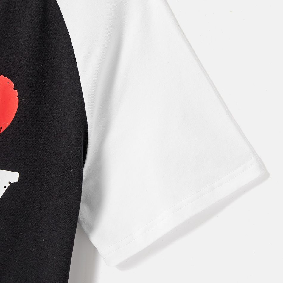 Valentine's Day Mommy and Me Cotton Raglan Sleeve Heart & Letter Print Twist Knot Bodycon Dresses BlackandWhite big image 8