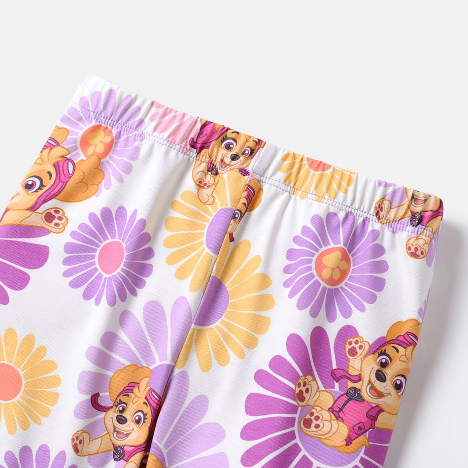PAW Patrol 2pcs Toddler Girl Cotton Bowknot Design Sleeveless Tee and Naia Floral Print Shorts Set Purple big image 3