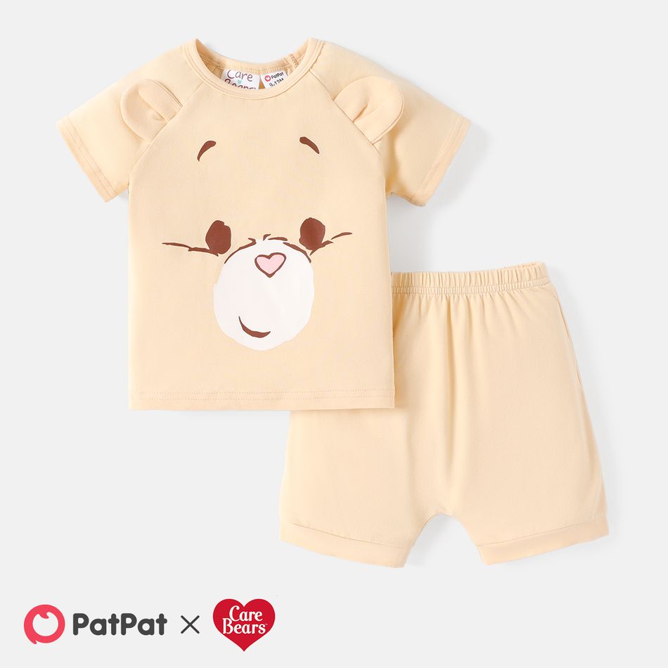 Care Bears 2pcs Baby Boy/Girl Cotton Short-sleeve 3D Ears Detail Graphic Tee and Shorts Set LightApricot big image 1