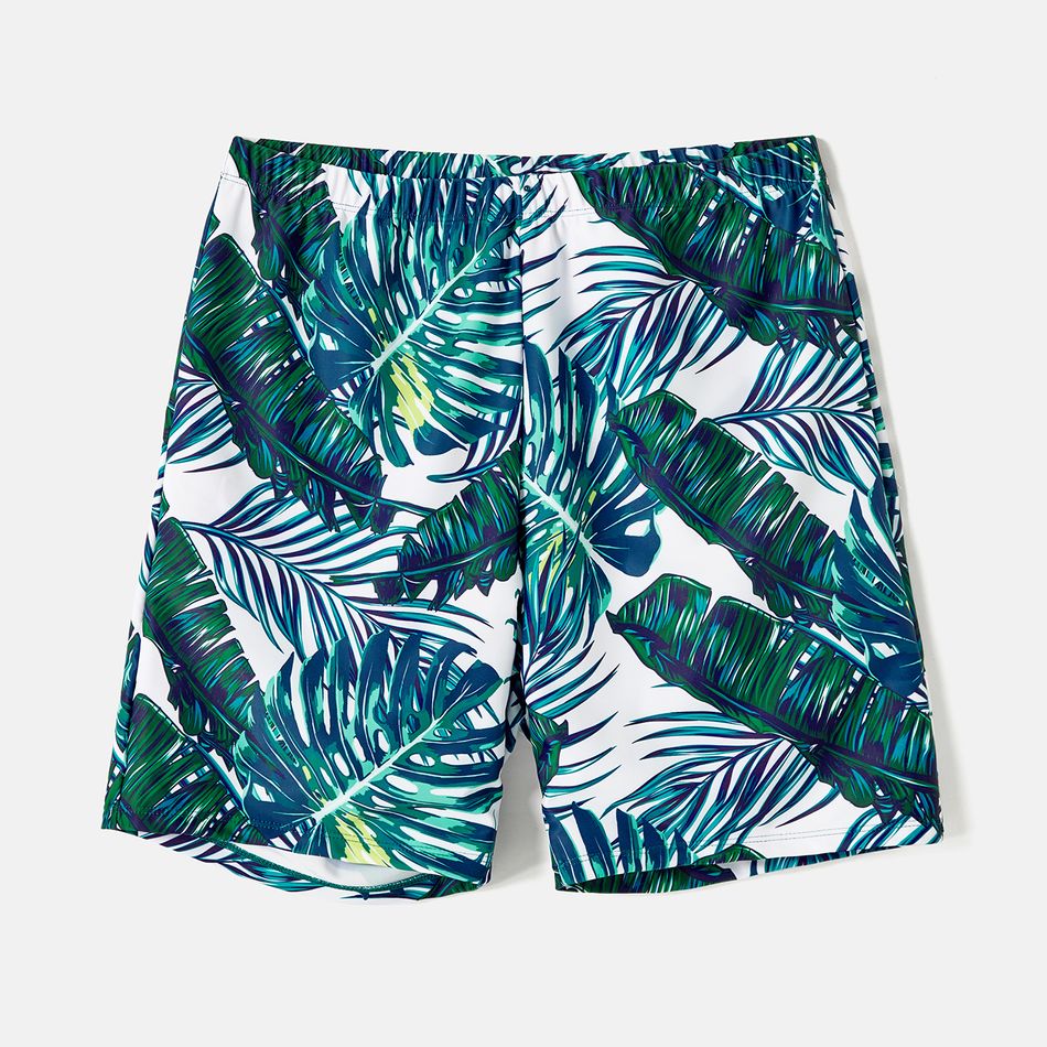 Family Matching Allover Palm Leaf Print Crisscross One-piece Swimsuit and Swim Trunks Green big image 11