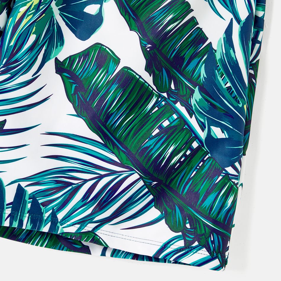 Family Matching Allover Palm Leaf Print Crisscross One-piece Swimsuit and Swim Trunks Green big image 13
