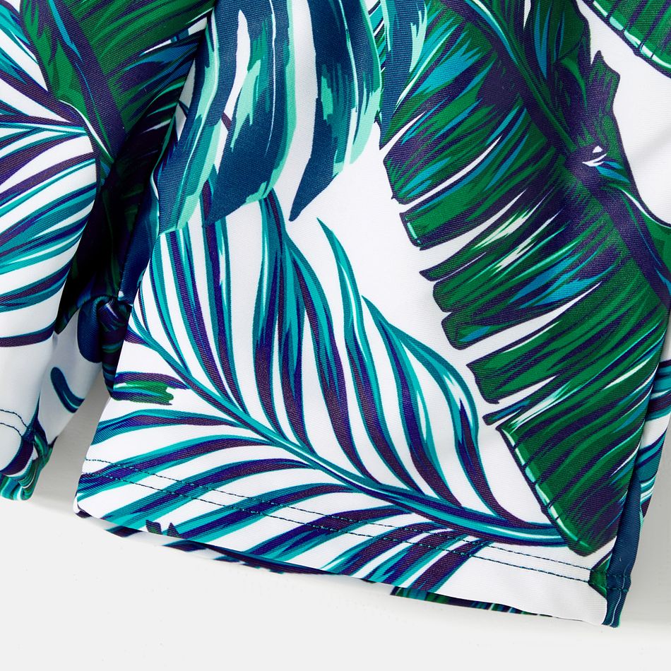 Family Matching Allover Palm Leaf Print Crisscross One-piece Swimsuit and Swim Trunks Green big image 15