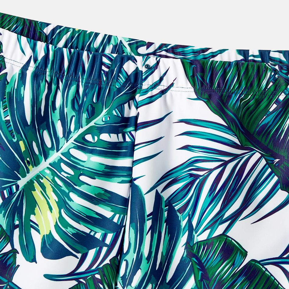 Family Matching Allover Palm Leaf Print Crisscross One-piece Swimsuit and Swim Trunks Green big image 12