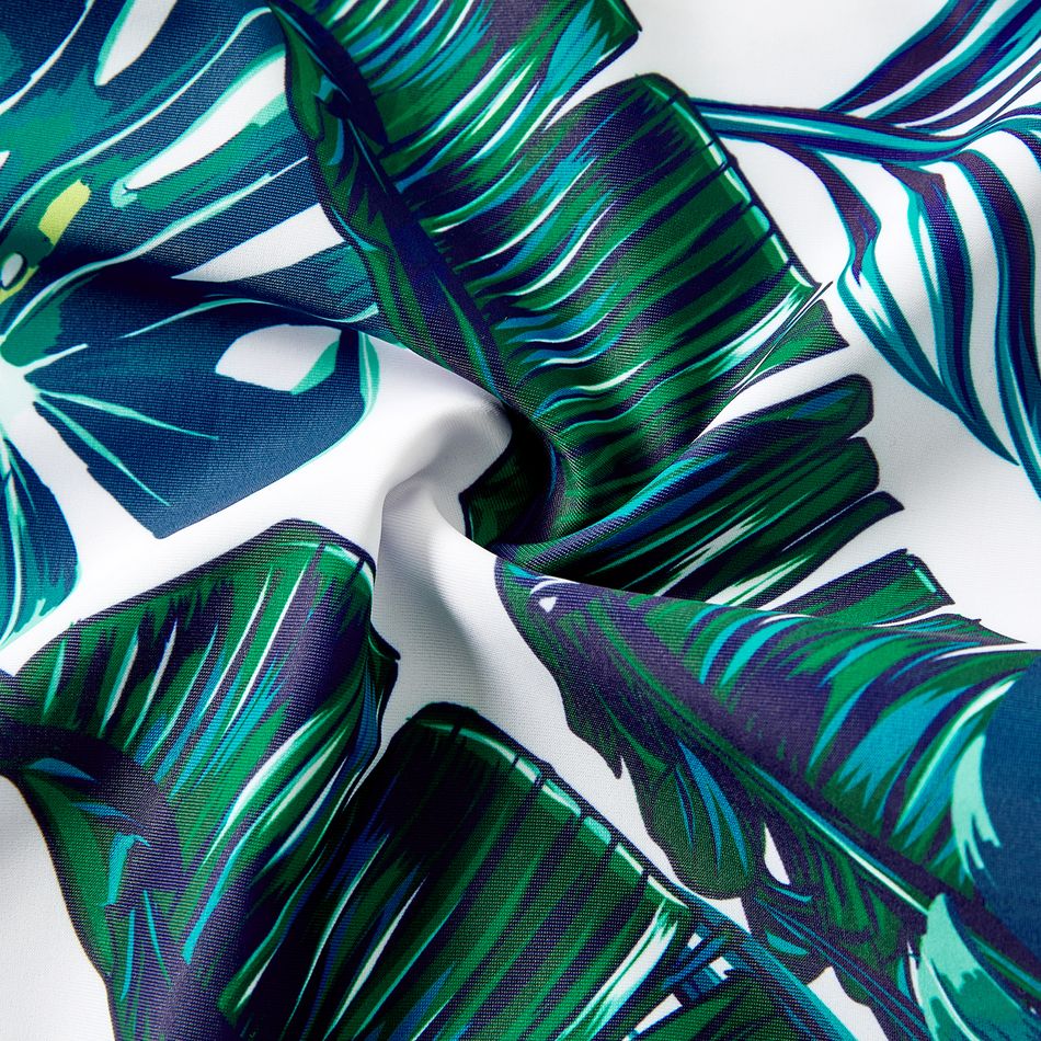 Family Matching Allover Palm Leaf Print Crisscross One-piece Swimsuit and Swim Trunks Green big image 16